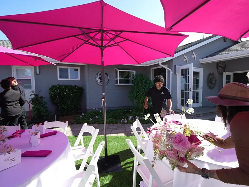 Backyard buffet service plated for guests at a Santa Clara celebration