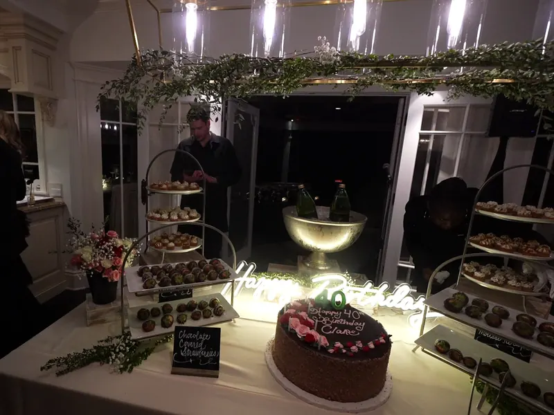 Cake and dessert table styled for a Sunnyvale birthday celebration