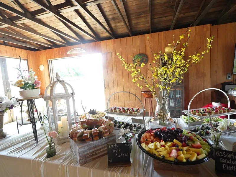 Fruit and cheese display set out for a Saratoga afternoon event