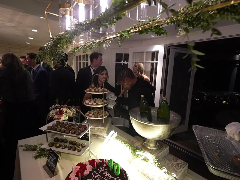 Evening appetizer display lit for guests at a Morgan Hill event