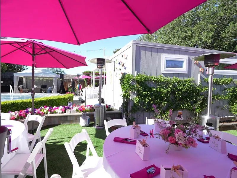 Umbrella patio lunch service for a Los Gatos afternoon gathering