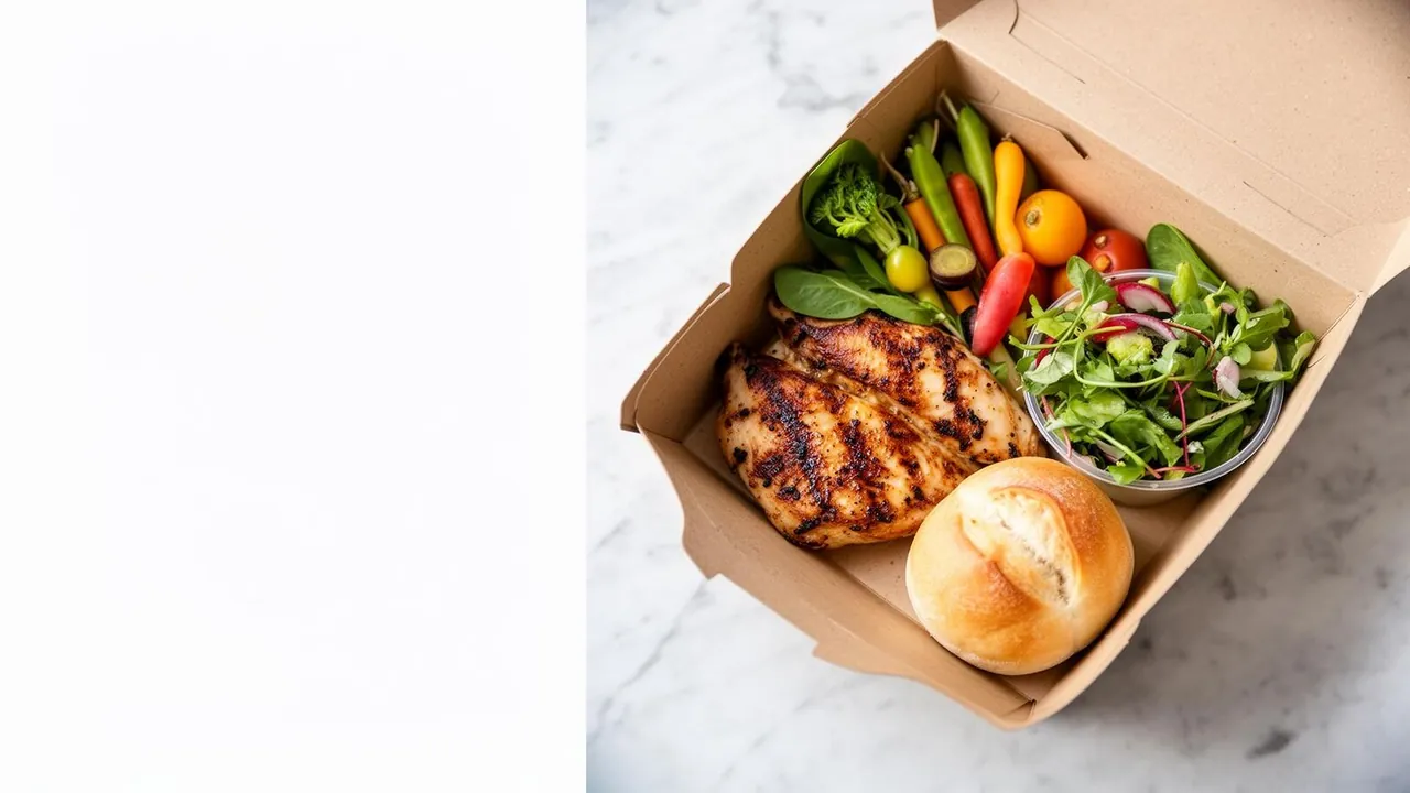 Catering San Jose boxed meals — grilled chicken, roasted vegetables, and salad packed neatly in individual containers